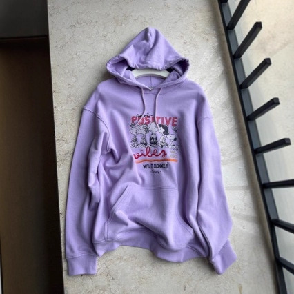Nanyou Women's Clothing 25 Autumn and Winter* Korean Casual Snoopy Cartoon Embroidered Taro Purple Coil Hooded Sweatshirt