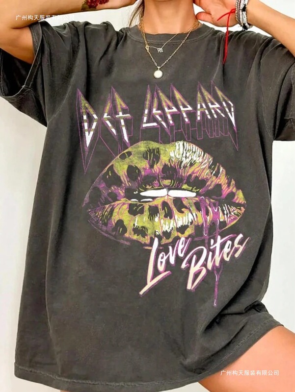 Cross-Border European Size Women's Retro Def Leppard Band Rock Music Gift Loose T-Shirt Summer Casual Original Cross-Border European Size Women's Retro Def Leppard Band Rock Music Gift Loose T-Shirt Summer Casual Original