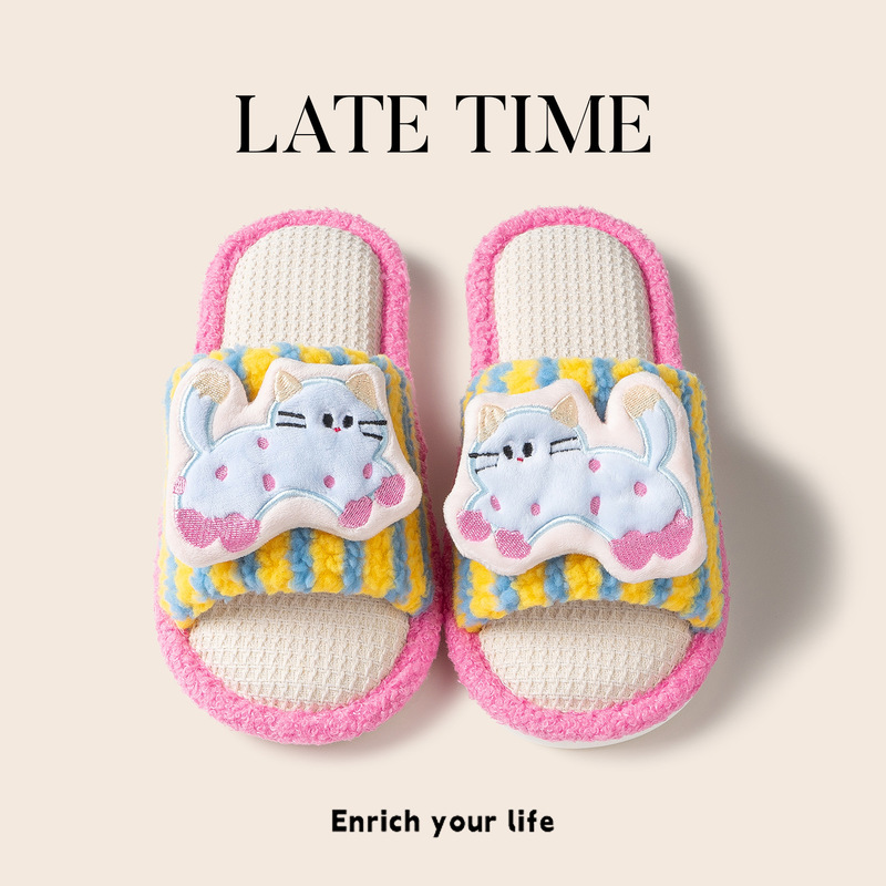 Cute Kitten Linen Slippers for Women, Indoor Home Use, Non-Slip, Breathable, Sweat-Absorbent, Silent, All-Season Cotton and Linen Slippers Cute Kitten Linen Slippers for Women, Indoor Home Use, Non-Slip, Breathable, Sweat-Absorbent, Silent, All-Season Cotton and Linen Slippers