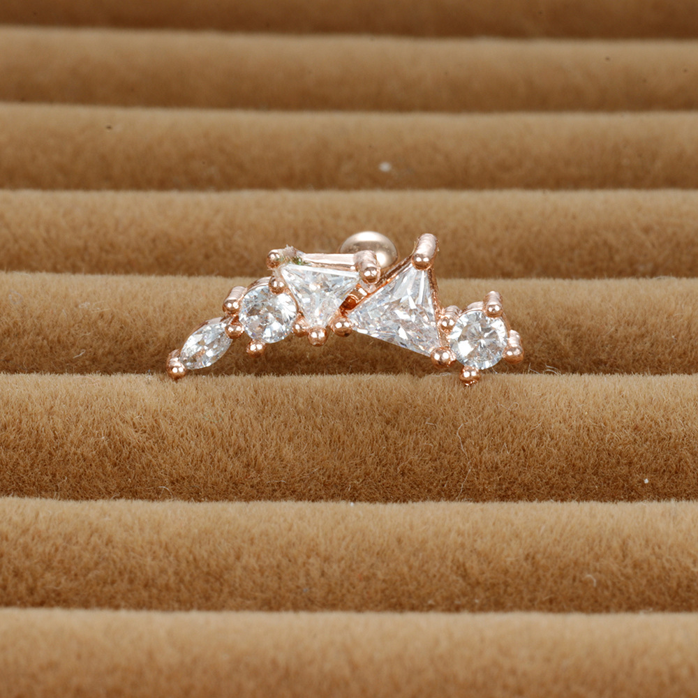 3g Weight Zircon Inlay Material Cartilage earrings Classification 1 Piece Quantity Daily Occasion Stainless Steel Material Geometric Pattern Women's Gender Plating, Inlay Design Simple Style Style 1 Piece Simple Style Geometric Plating Inlay Stainless Steel Zircon Cartilage Earrings 18