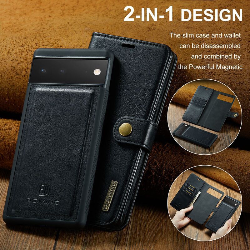 For Google Pixel 6 2-in -1 Split Leather Case Pixel 6 Pro Magnetic Mobile Phone Case Wallet Protective Case For Google Pixel 6 2-in -1 Split Leather Case Pixel 6 Pro Magnetic Mobile Phone Case Wallet Protective Case
