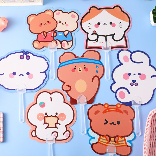 Fan cartoon animal children hand-held special-shaped small fan student gift small round fan summer portable hand fan