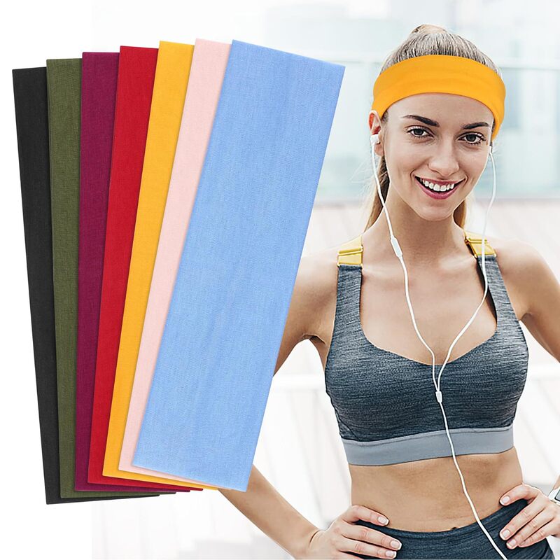 Hot Sale Men's and Women's Solid Color Sports Hair Band Elastic Non-slip Sports Headband Yoga Fitness Running Sweat-absorbent Headband