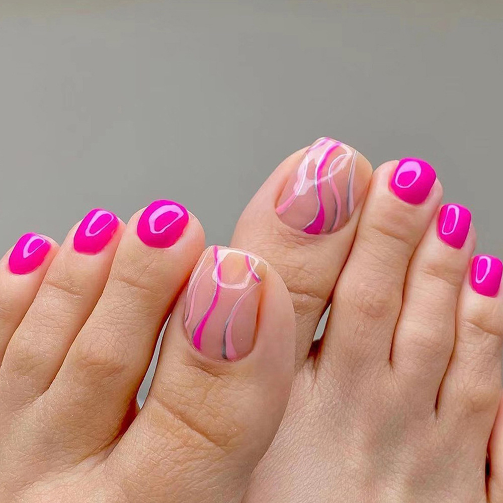 Rosé línea de uñas parche de uñas de pie de chica caliente desmontable pie de manicura al por mayor venta cruzada de uñas de pie calientes