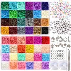 35000pcs 2mm Colorful Bead Boxed Letter Bead Stringing Set DIY Handmade Jewelry Accessories