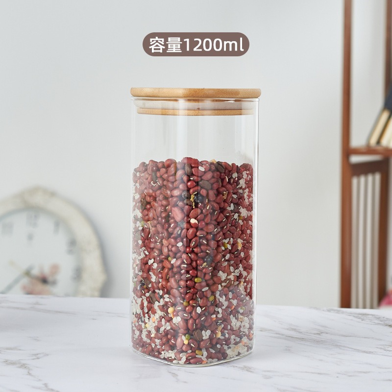 Nuevo vidrio de alto borosilicato sellado latas de té latas de cubierta de bambú triangular botella de caramelo contenedor de almacenamiento image 9