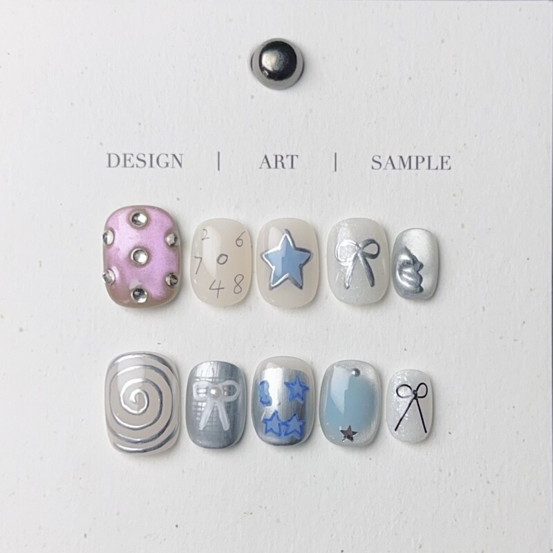 Purely Handmade Wearable Nails Xiaohongshu Popular Ins Style Cat Eye Metal Glue Bow Style Nail Pieces Manicure Wholesale Purely Handmade Wearable Nails Xiaohongshu Popular Ins Style Cat Eye Metal Glue Bow Style Nail Pieces Manicure Wholesale