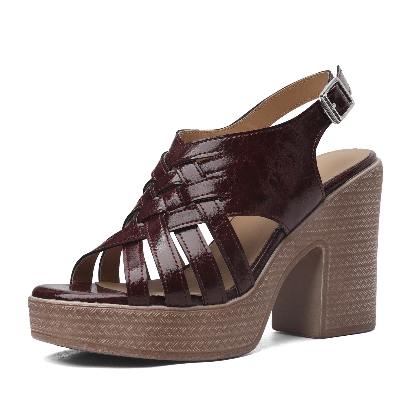 Sandal cao gót nữ hở mũi quai ngang khóa, gót 10.5 cm — đen chi tiết 14