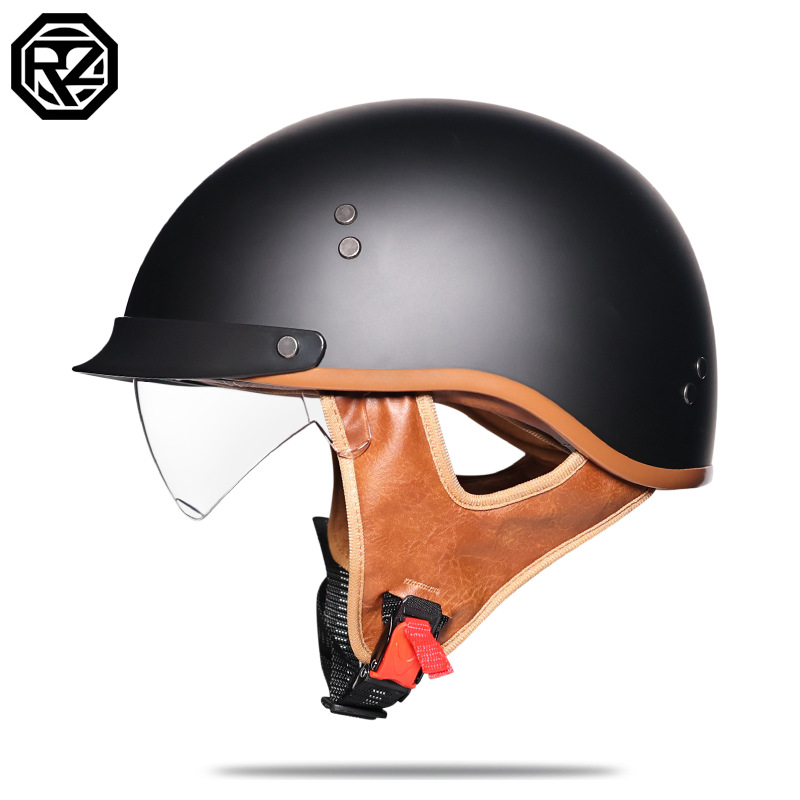 ORZ nueva certificación estándar nacional casco de motocicleta eléctrica para hombres y mujeres verano retro medio casco cuatro estaciones transpirable y ligero cabeza