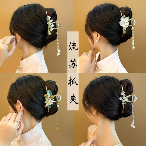 Ancient style Hanfu tassel hairpin on the back of the head large hairpin shark clip women's new grabber hairpin headwear wholesale