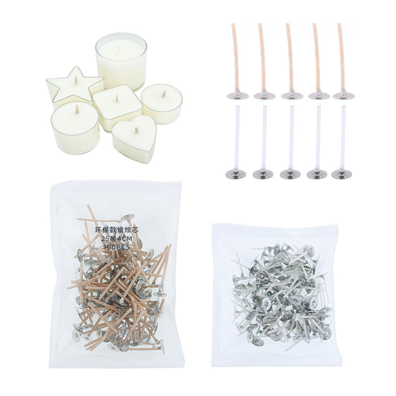茶蜡专用蜡芯环保纸芯酥油灯芯蜡线带托diy短棉线自制小蜡烛烛芯