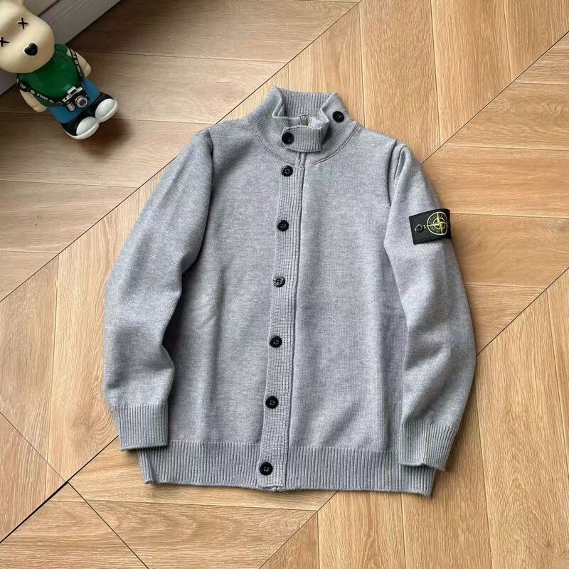 Cross-Border Ston Stone Island Original Label Wool Knit Patchwork Zip-Up Cardigan Jacket Unisex Casual Loose Fit