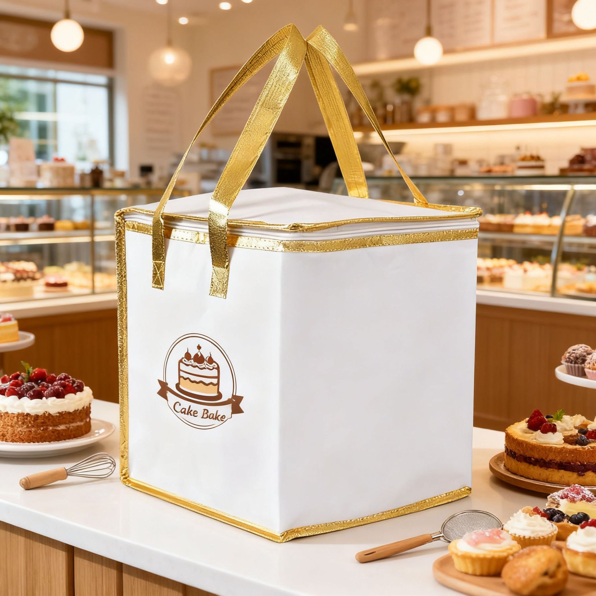 无纺布蛋糕袋定制可印logo加厚铝箔拉链款保冷保温车缝手提保温袋