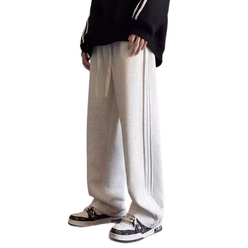 Heavyweight, relaxed-fit casual sweatpants—unisex, Korean-style, American-retro straight-leg pants with a flowing silhouette for teens and athletes.
