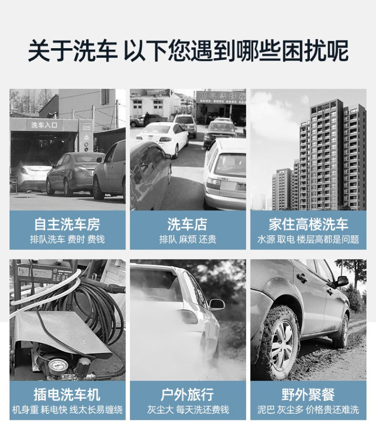 Zhigao car home wireless car washing machine rechargeable portable high-pressure brush water gun powerful booster cleaning artifact