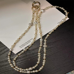 斜挎異形珍珠鏈女款ins時尚北歐風掛鏈手機掛繩長款背繩手工串珠