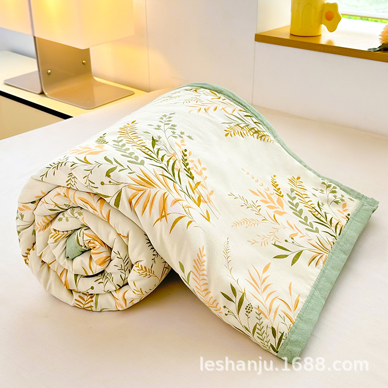 Suministro de 2025 nueva colcha de verano doble fresca pequeña, lavable a máquina, colcha de aire acondicionado para niños floral de algodón lavado, fresco de verano en casa