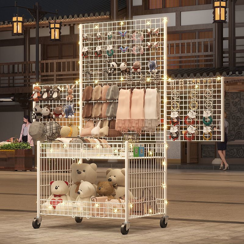 Mobile Storage Grid Promotional Cart Foldable Multi-Layer Portable Shopping Cart Decoration Stall Night Market Trolley