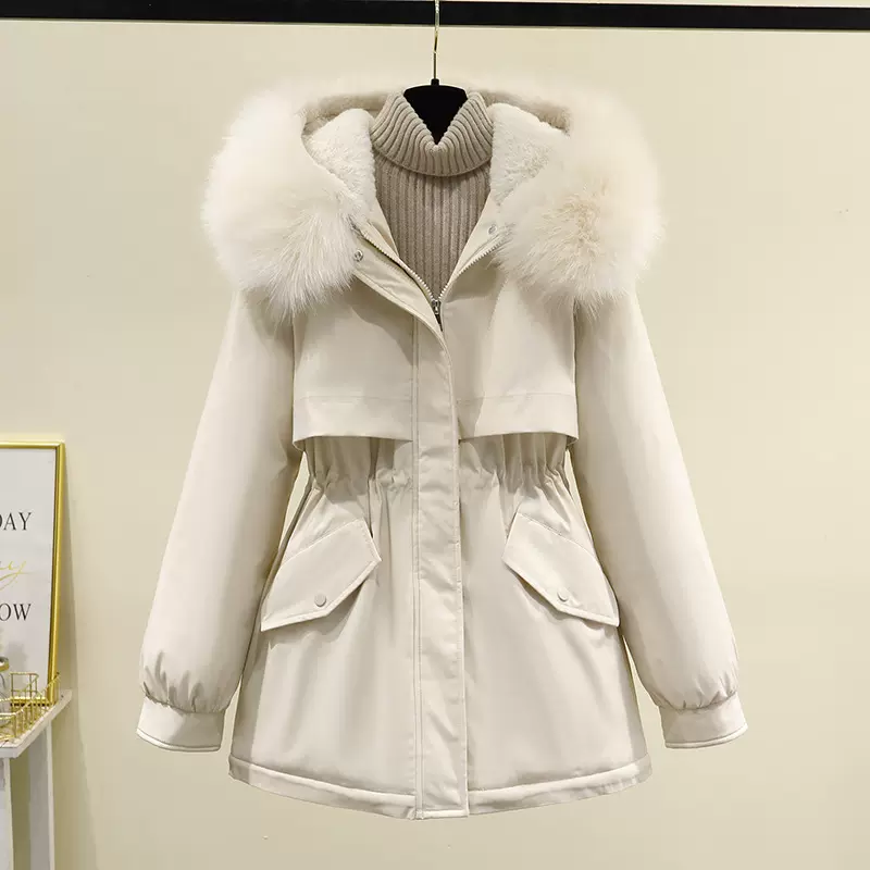 外贸派克服新款冬季宽松韩版加绒加厚棉衣女洋气小棉袄工装外套潮