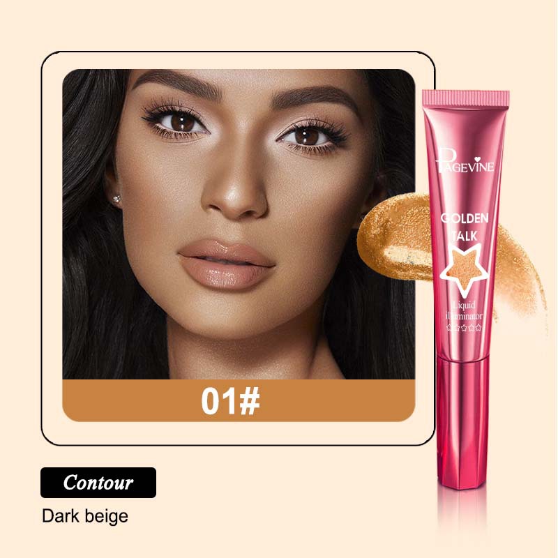 Iluminador líquido PAGEVINE transfronterizo, corrector iluminador de larga duración, sombra de ojos de un solo color con brillo, polvo iluminador rosawee