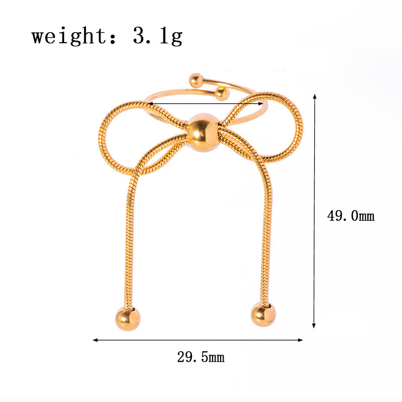 PVD Coated Fall & Winter Accessories Bow Knot Titanium Steel Sweet Waterproof Non Tarnish Rings display picture 4