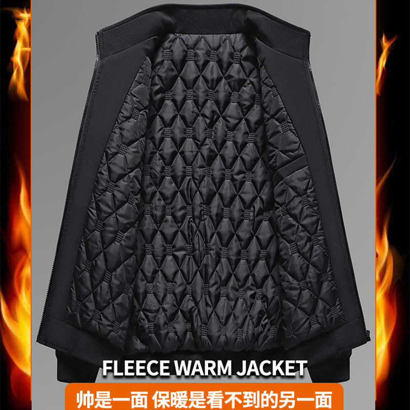 2023 nueva chaqueta casual de otoño e invierno de los hombres de algodón y engrosamiento cálido collar de pie chaqueta de mediana edad y ancianos