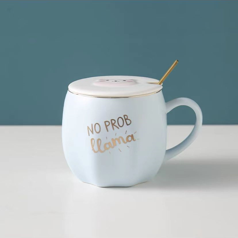 Lindo alpaca Taza de cerámica patrón calabaza dibujos animados en relieve animal cabeza pareja fresco estudiante