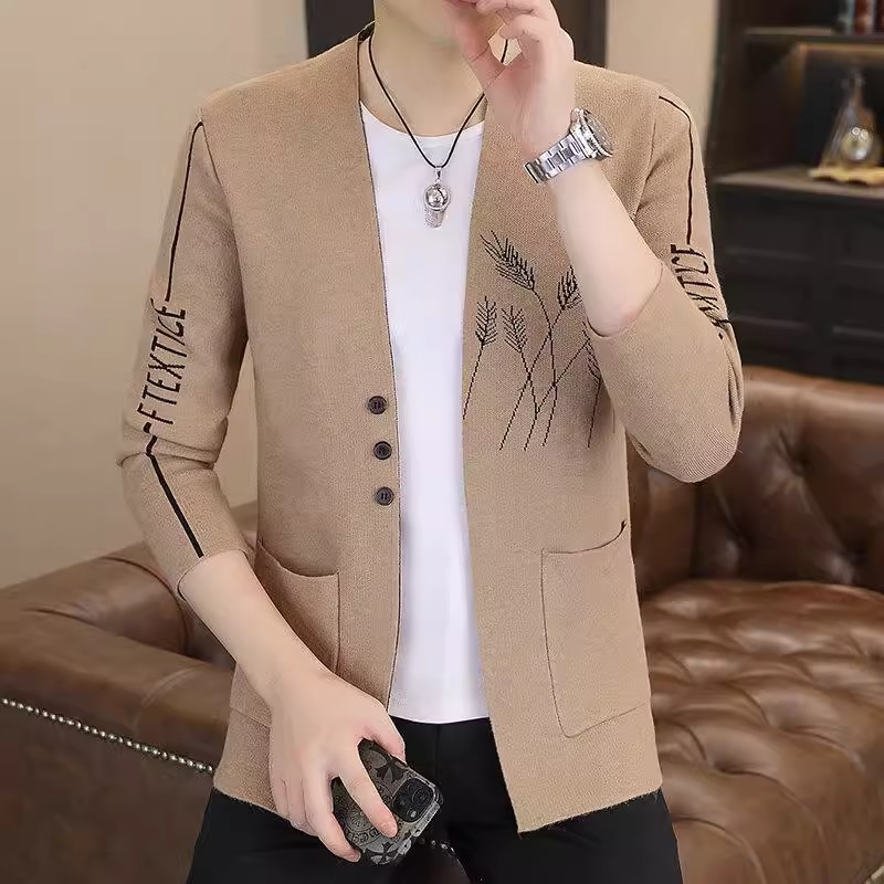 재킷 봄과 가을 니트 스웨터 V-Neck 트렌디 패션 캐주얼 올 매치 청소년 폭발 재킷 의류 남성복