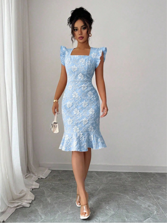 (Cross-border trading), summer dress, mini-skirt, European style, slim fit, fish tail, with short sleeve
