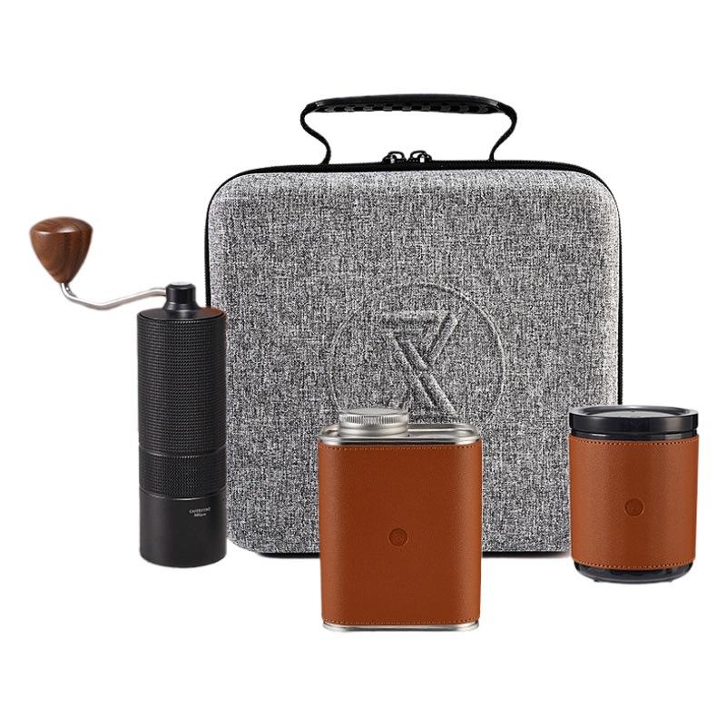 Mano café traje filtro taza mano olla frijol grinder conjunto completo al aire libre maleta traje café aparato caja de regalo