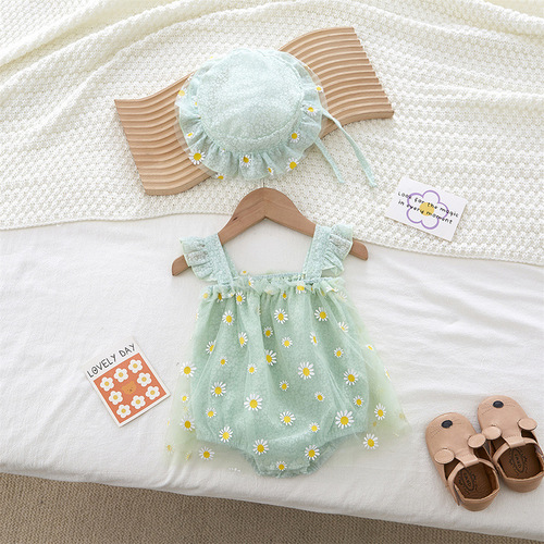 Summer Newborn Baby Clothes for Girls, Category A, Pure Cotton Newborn Onesie, Sleeveless Princess Style, Wearable Pouch Dress