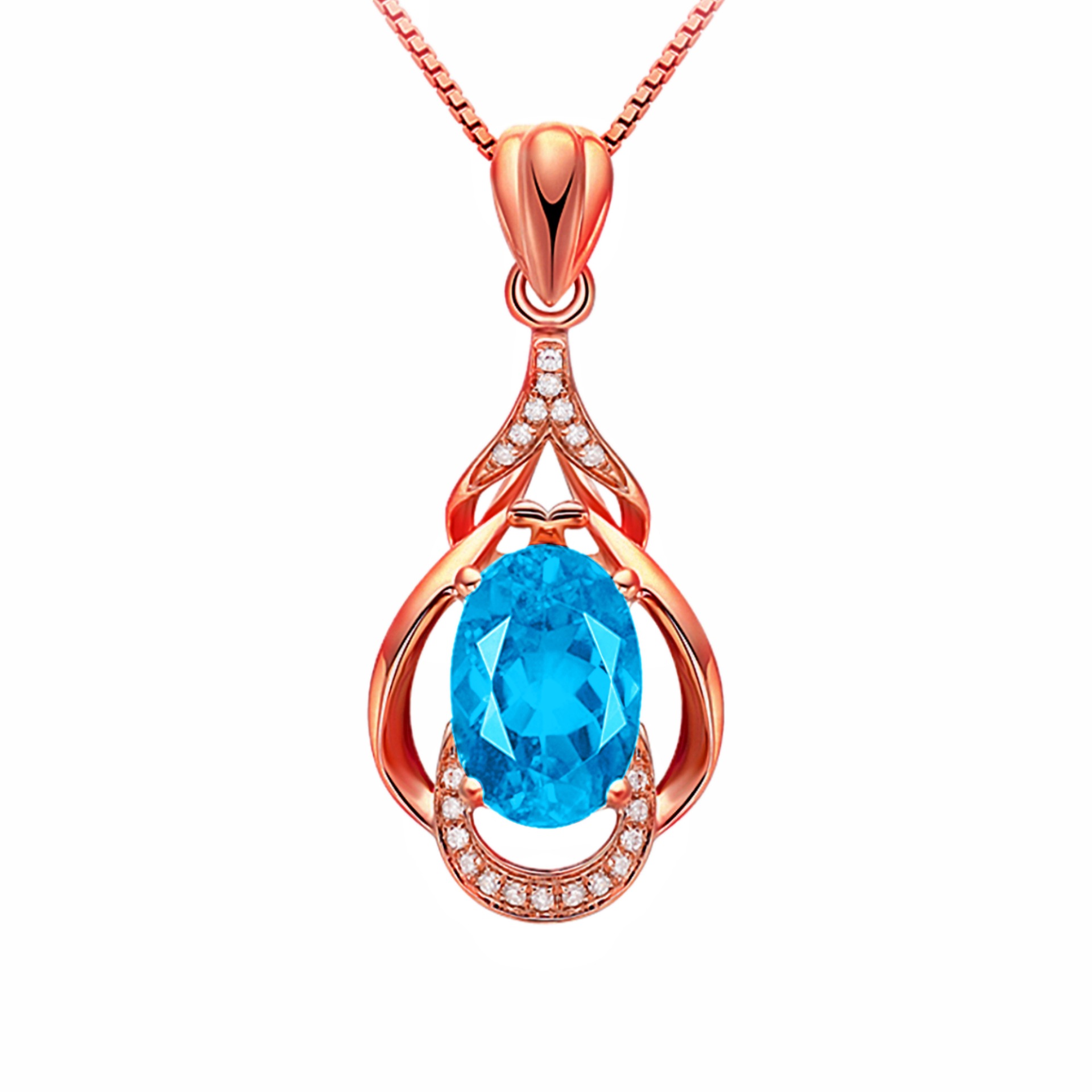 TIKTOK 라이브 비둘기 달걀 모양의 TOURMALINE 펜던트 다이아몬드 펜던트 목걸이 18K 보석 드롭 펜던트 도금