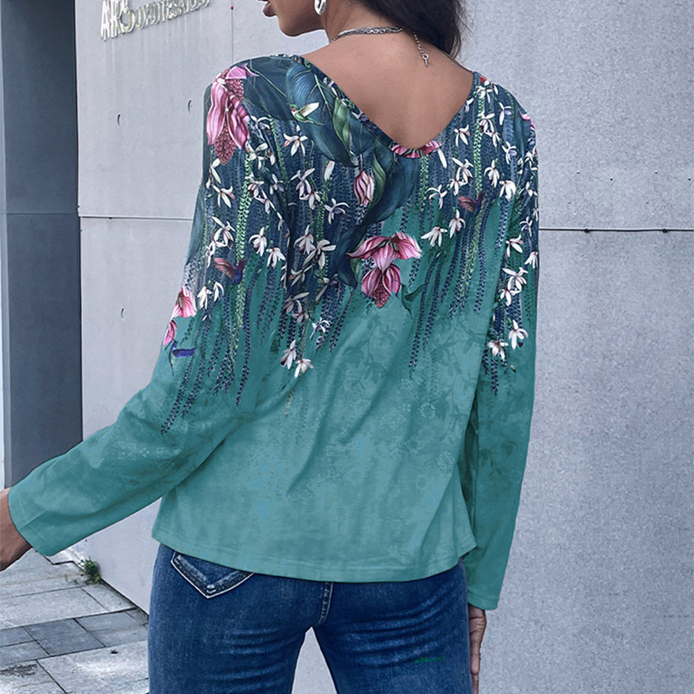 Floral V Neck Wholesale Women Shirts