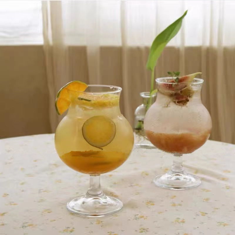 韓國ins同款球形玻璃果汁杯氣泡水杯冰淇淋飲品杯奶茶杯雞尾酒杯