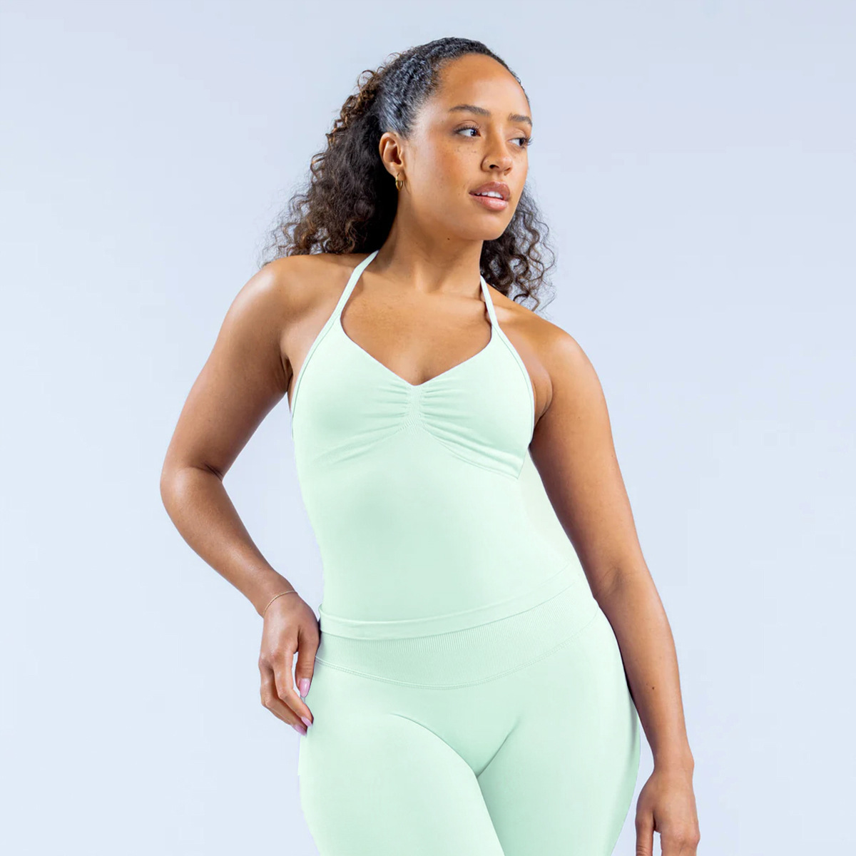 DFYNE Women's Halter Neck Sports Bra Padded Shockproof Yoga Top Backless Strap High Elastic Support Summer Fitness Vest_desvips.com