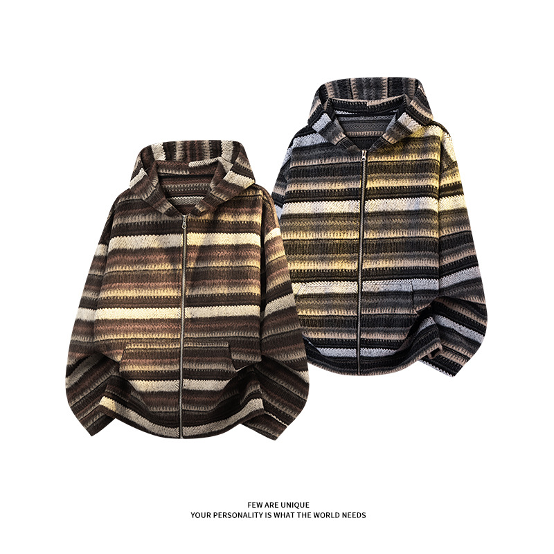 秋季新款卫衣5Q1118-TP55控价98 美式潮牌磨毛编织条纹宽松针织衫