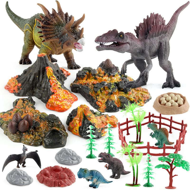 Simulación transfronteriza Jurásico dinosaurio volcán erupción 25 traje escritorio modelo estático decoración juguete Amazon