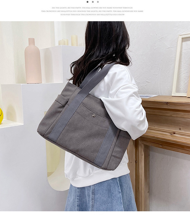 Artistic and simple canvas bag, mother's bag, middle-aged work handbag, cloth bag, large-capacity shoulder bag, women's single-shoulder bag undefined