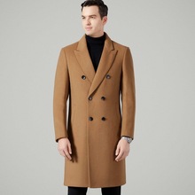 羊毛呢大衣男士中长款秋冬双排扣双面羊绒外套西装领毛呢子风衣男