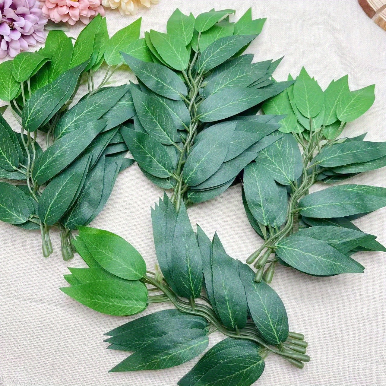 Cross-Border Popular Temu Dropshipping Artificial Jujube Leaf Green Plants Indoor Fake Flowers Artificial Green Plants Wedding Bouquet Decoration