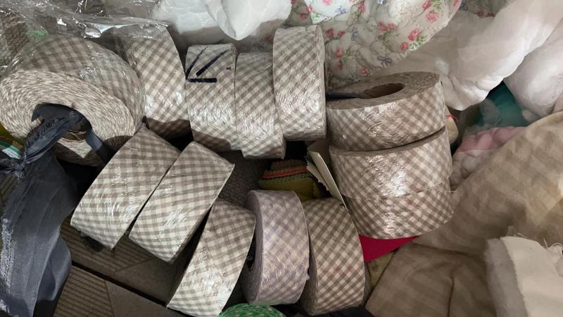 韓国輸入生地カラフルなチェック柄ウォッシュコットン斜め裾パイピングストリップバッグ衣類 DIY 布アクセサリー|undefined