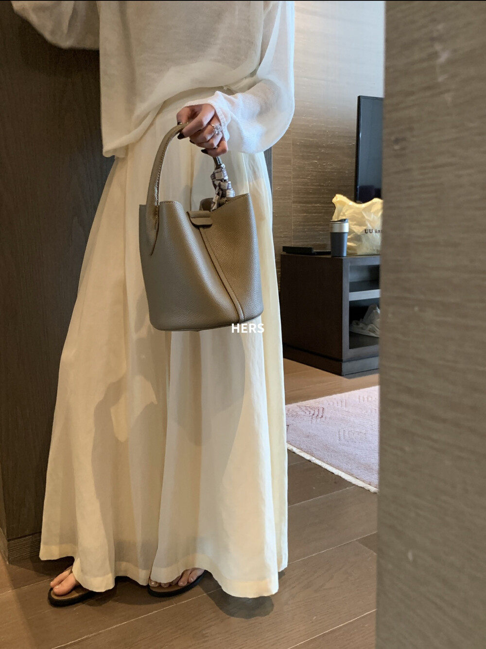Quần culottes nữ ống rộng cạp cao thun lưng dáng suông phong cách Nhật — Thẻ hồng, màu trắng chi tiết 15