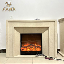 天然大理石壁炉石雕欧式米黄石材取暖石雕石材壁炉架现货壁炉架