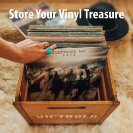 木质书本书籍收纳箱可手提收藏储存盒欧式实木黑胶唱片收纳箱