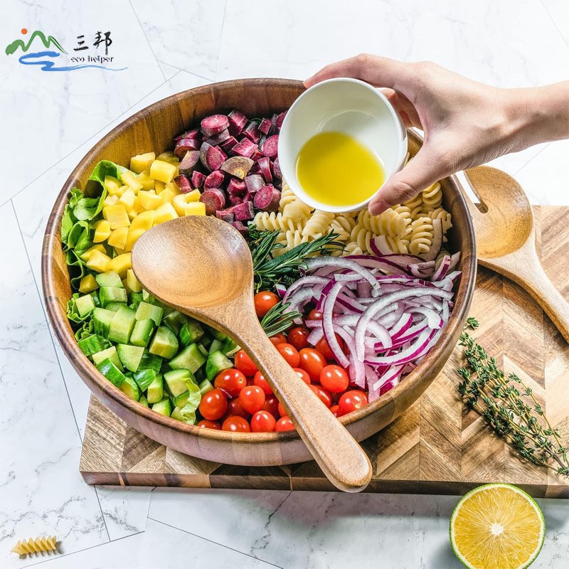 Tazón de ensalada de acacia para comer en casa Tazón de bambú natural Tazón de fideos instantáneos de madera de gran tamaño Tazón a prueba de caídas y a prueba de escaldaduras para niños