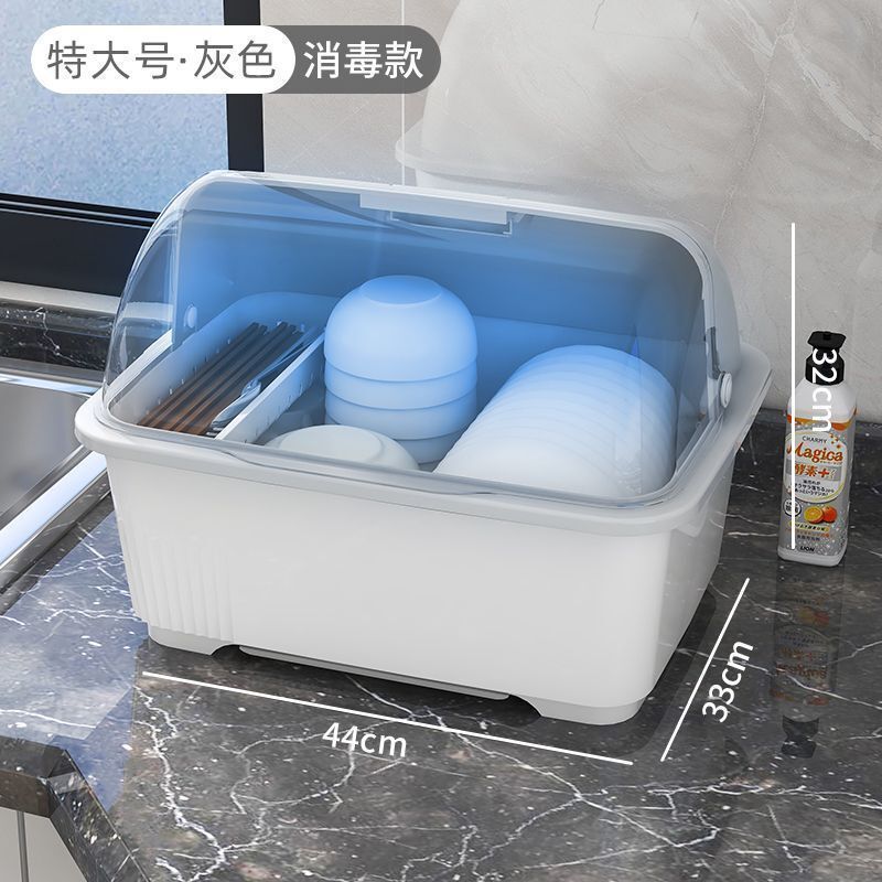 収納ラック家庭用キッチン二層食器棚蓋付き排水トレイ収納ボックス食器ボックス収納ラック|undefined