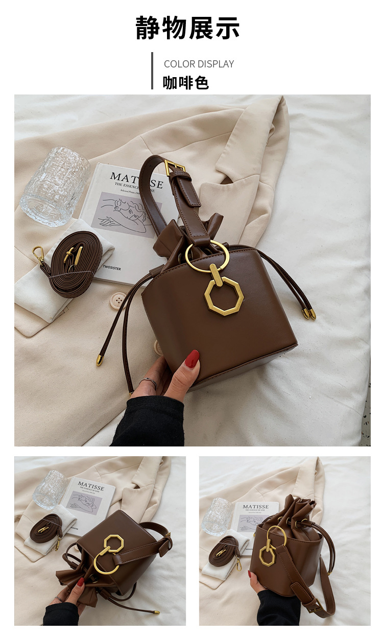 Fashion Drawstring Type Shoulder Messenger Bucket Bag Wholesale Nihaojewelry display picture 13