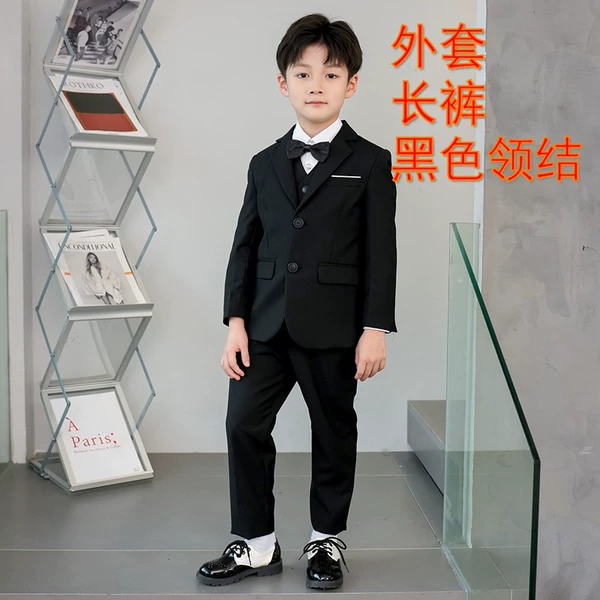 Black jacket, trousers, bow tie