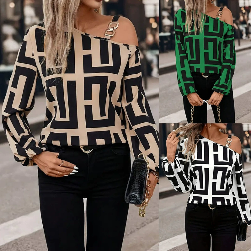 Трансграничная внешняя торговля Европейская и американская женская одежда Amazon весна и осень мода геометрическая печать