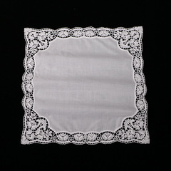 D602 刺绣花边 婚礼节庆适合印刷刺绣  30x30cm 白色纯棉蕾丝手帕
